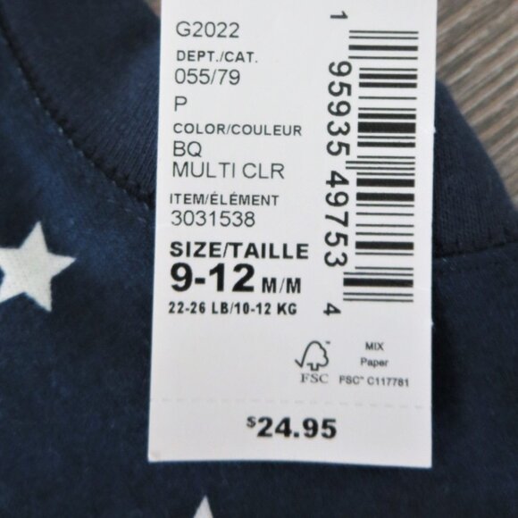 New Stars & Stripes Hooded Sleeveless Onesie Romper Unisex 9M / 12M NWT Patriot - Picture 3 of 7